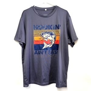 Fishing Unisex Gray Large Graphic Shortsleeve Tee Shirt